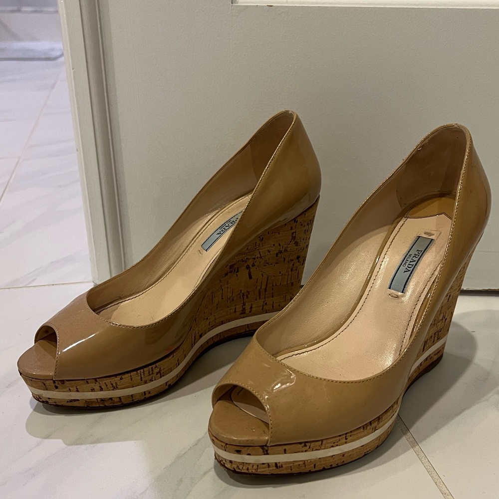 Prada platform wedge heels size 39 (fits 8-8.5)